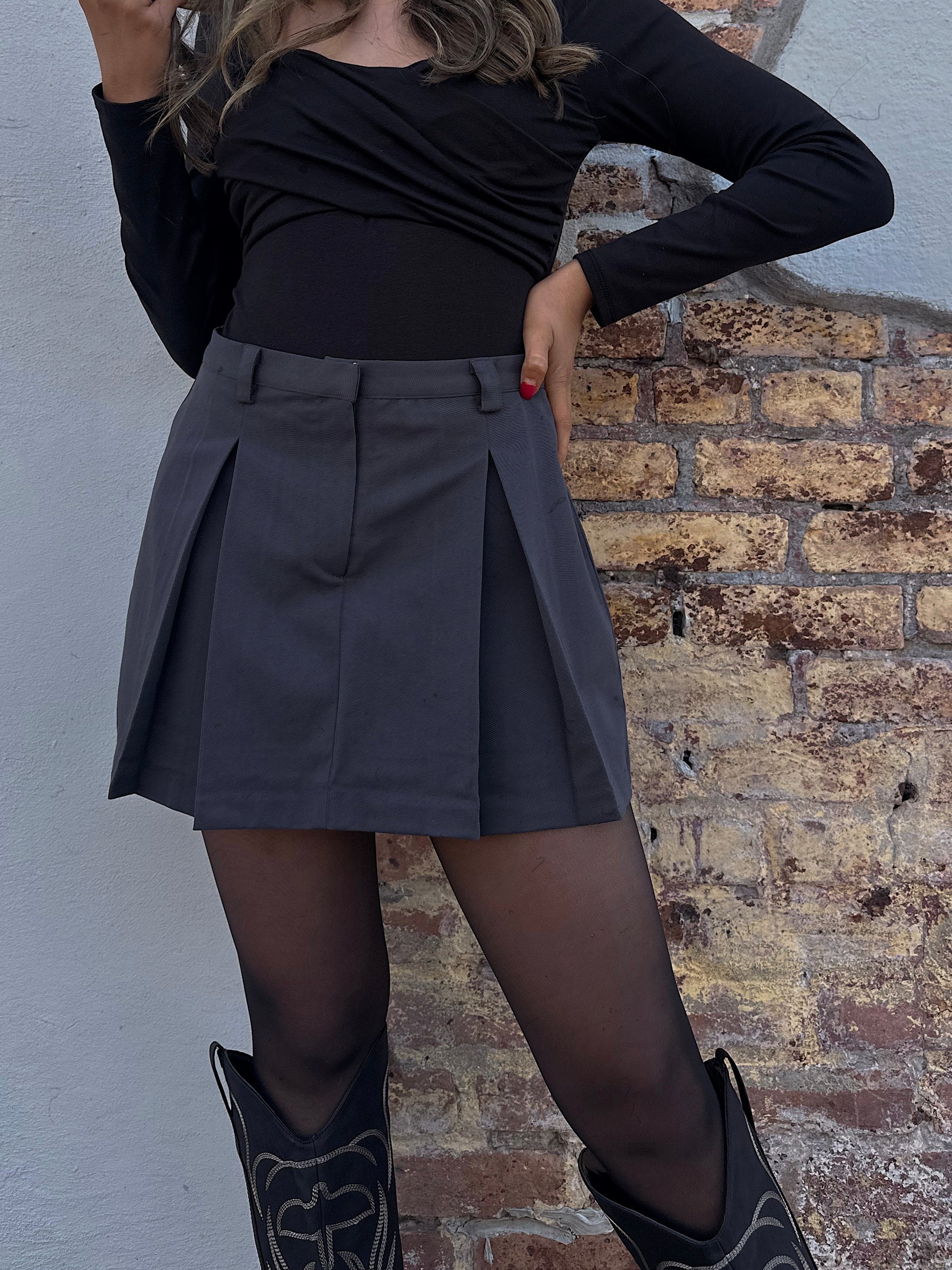 Slate Grey Mini Skirt - Snag