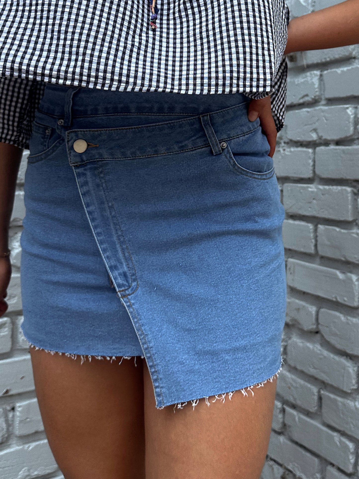 Asymmetric Denim Skirt