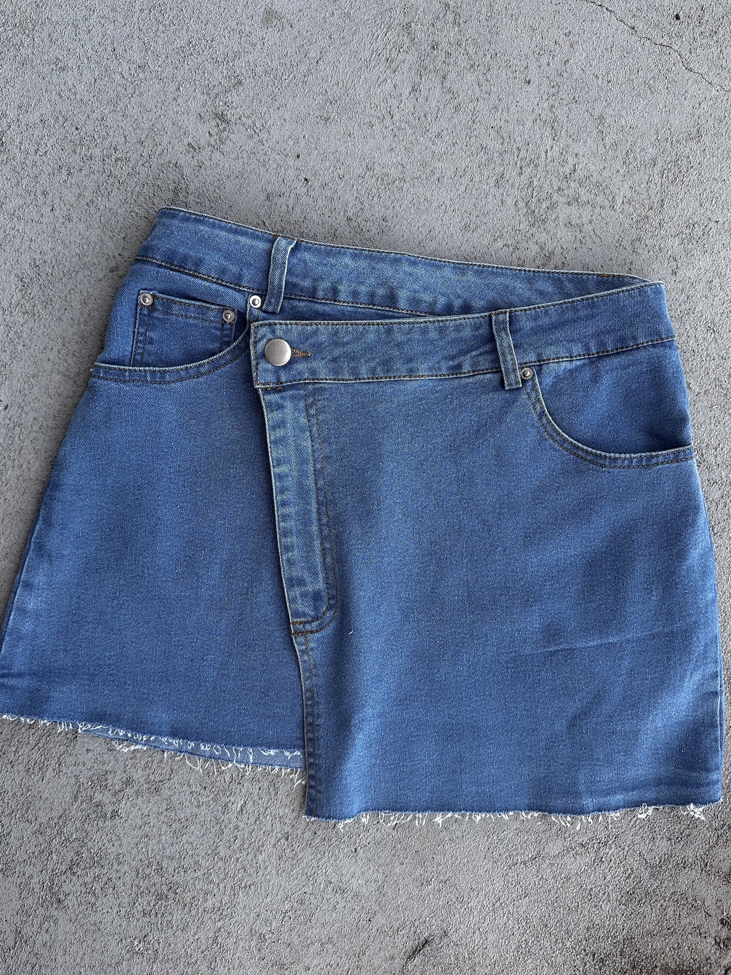 Asymmetric Denim Skirt