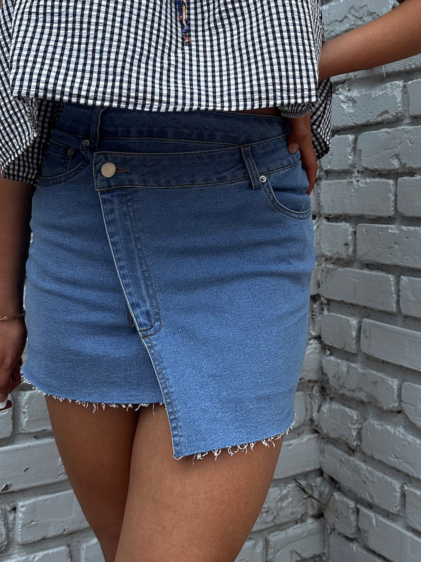 Asymmetric Denim Skirt